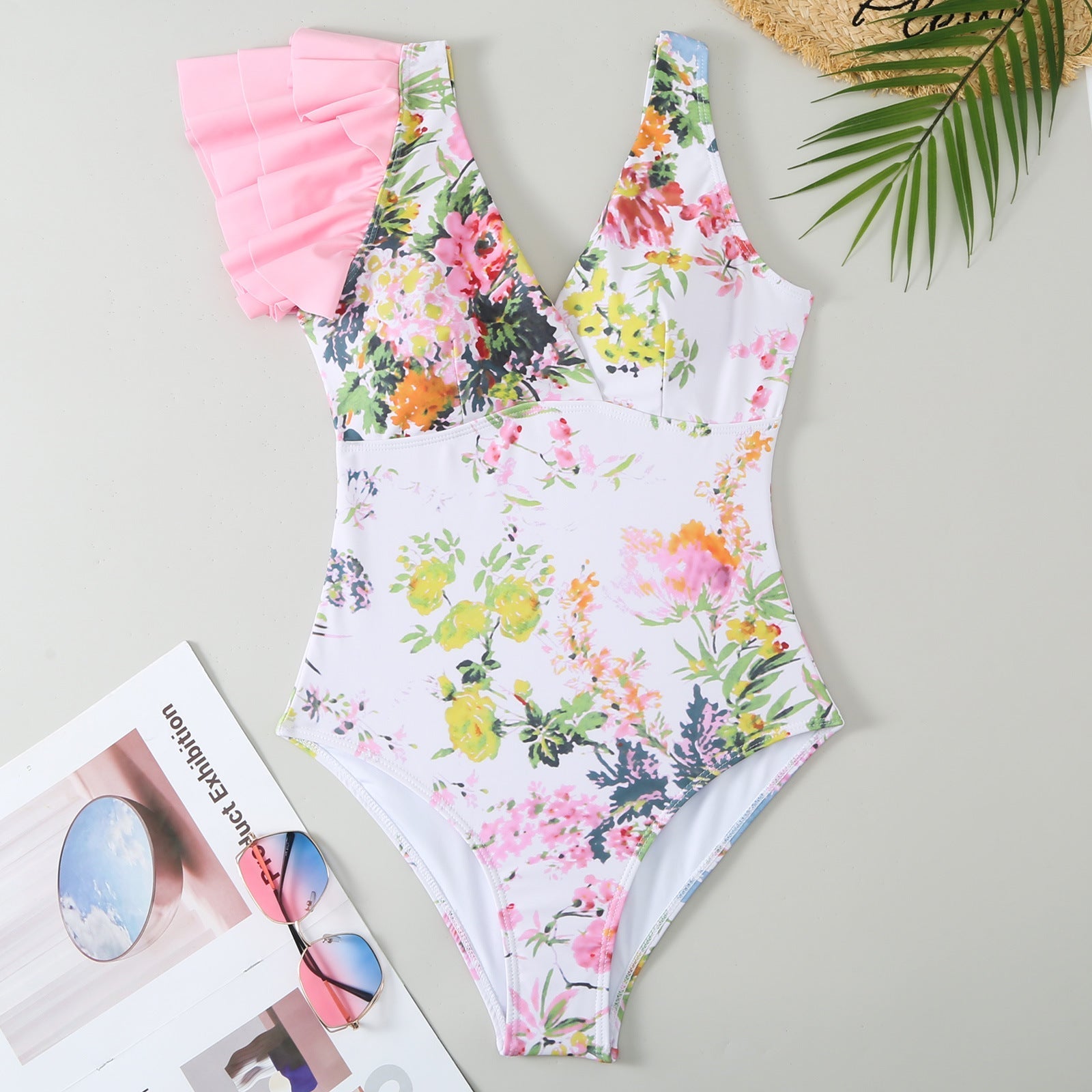 Ruffled One Piece Swimsuit Women Retro Swimsuit Bikini Mesh Beach Skirt Set Bella Mia